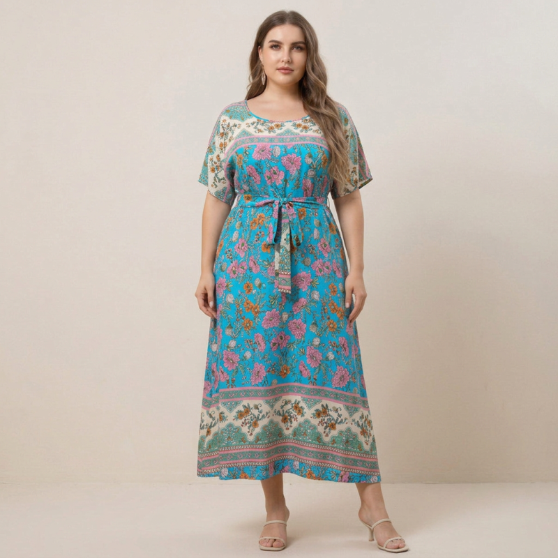 Vestido estampado que ciñe la cintura
