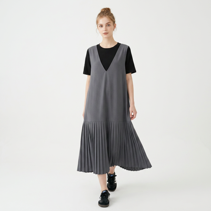 Vestido de alta gama con bloques de color
