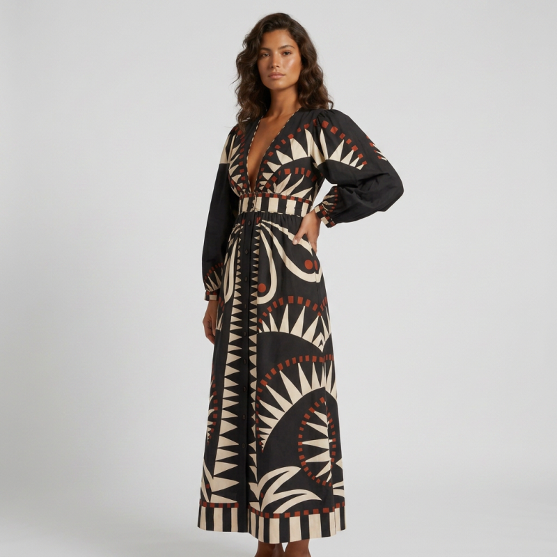 Vestido de moda con escote en V