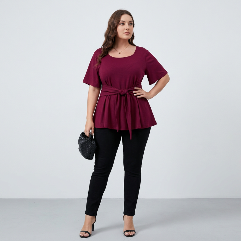 Camisa sencilla de manga corta de talla grande