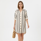 Vestido camisero holgado a rayas