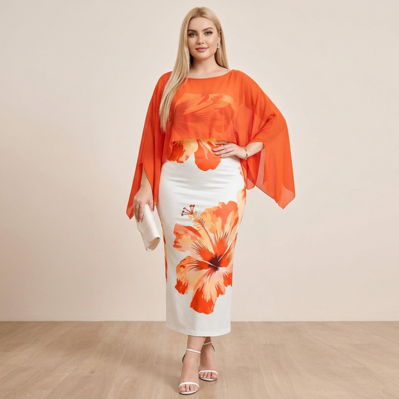 Elegante traje de cuello redondo