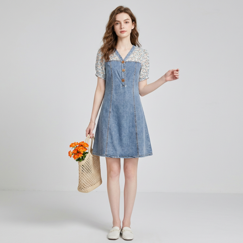 Vestido vaquero de dos piezas de imitación