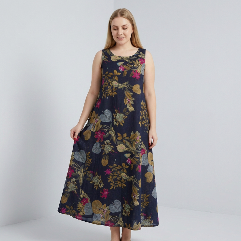 Vestido con estampado floral artístico