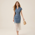 vestido retro de encaje con retazos