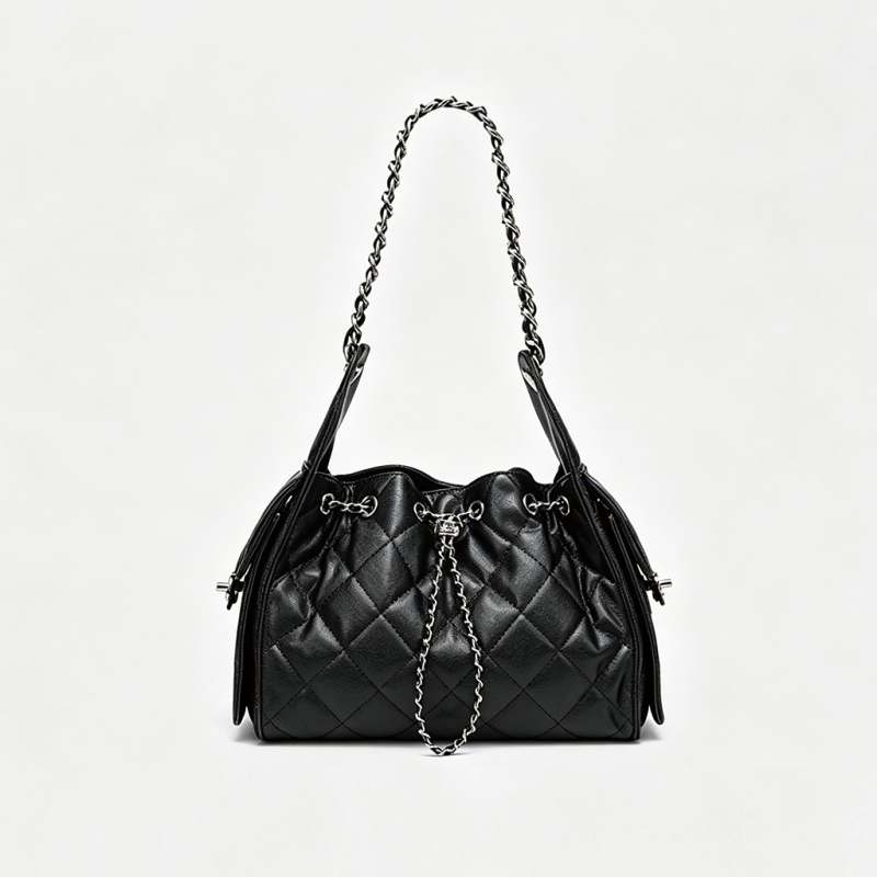 Elegante bolso tipo cubo acolchado
