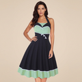 vestido largo retro de lunares