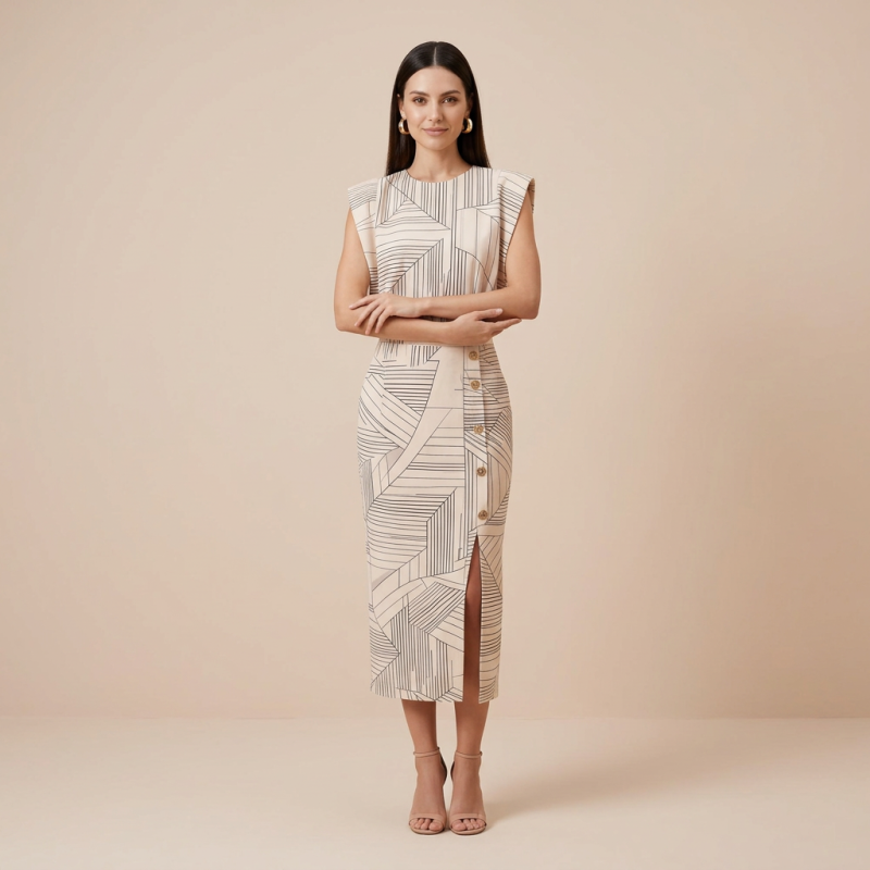 Vestido de rayas de alta gama