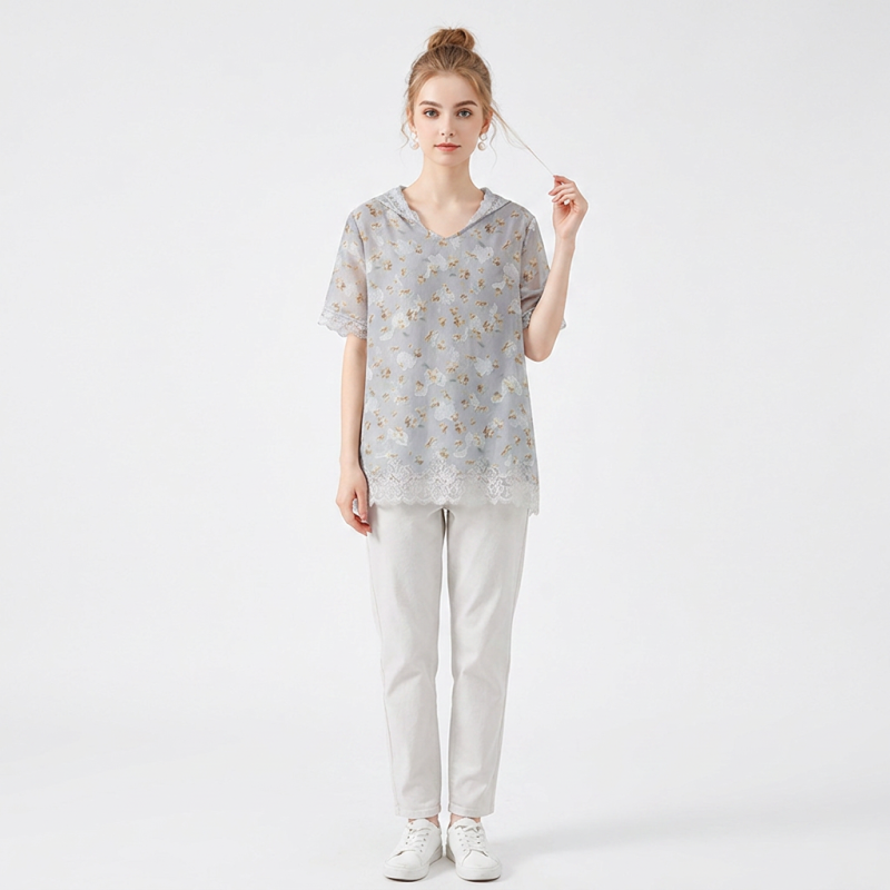 Top de jacquard de encaje