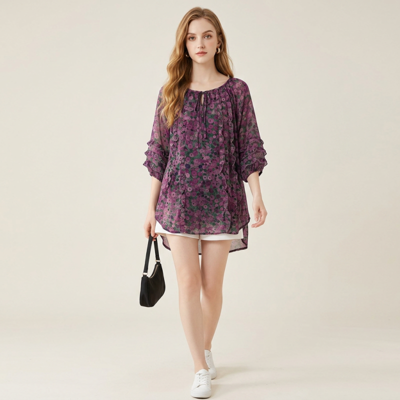 Camisa holgada con estampado floral