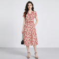 Falda midi de gasa con estampado floral