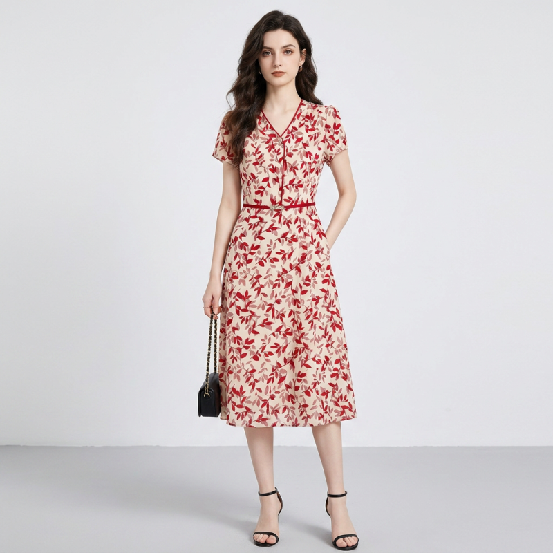 Falda midi de gasa con estampado floral