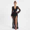 Vestido con abertura de encaje