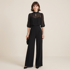 Conjunto de dos piezas con pantalón de pierna ancha y estilo elegante