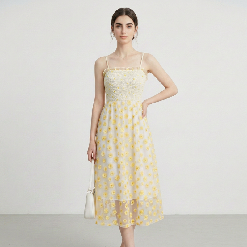 Vestido lencero de malla Daisy