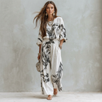 Trajes de moda estampados y teñidos