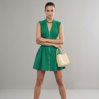 Elegante vestido con escote en V y cremallera