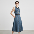 vestido vaquero sin mangas con cuello polo
