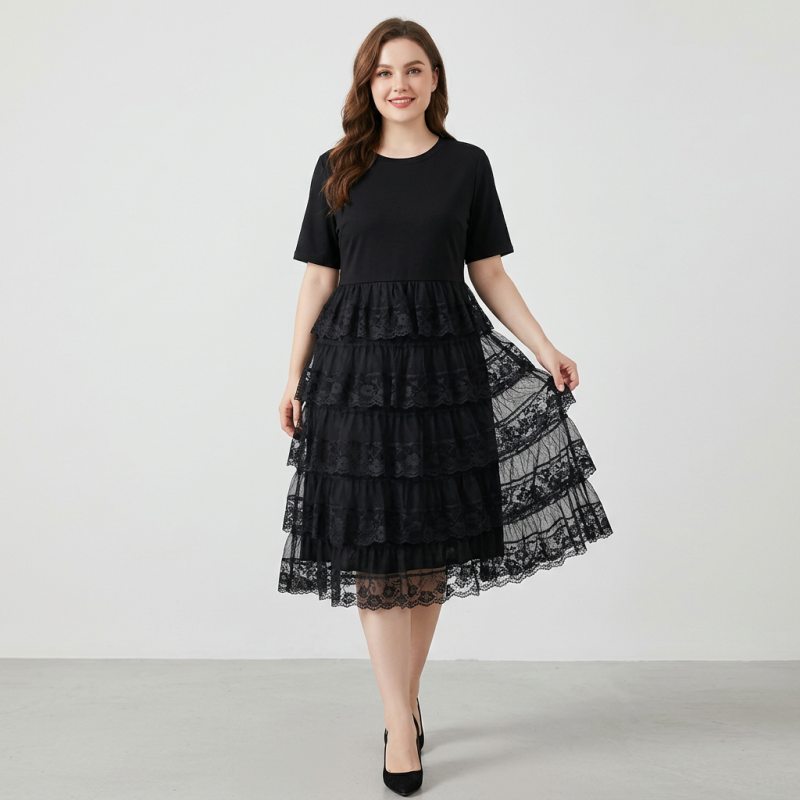 vestido de retazos de encaje