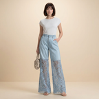 jeans con parches de encaje