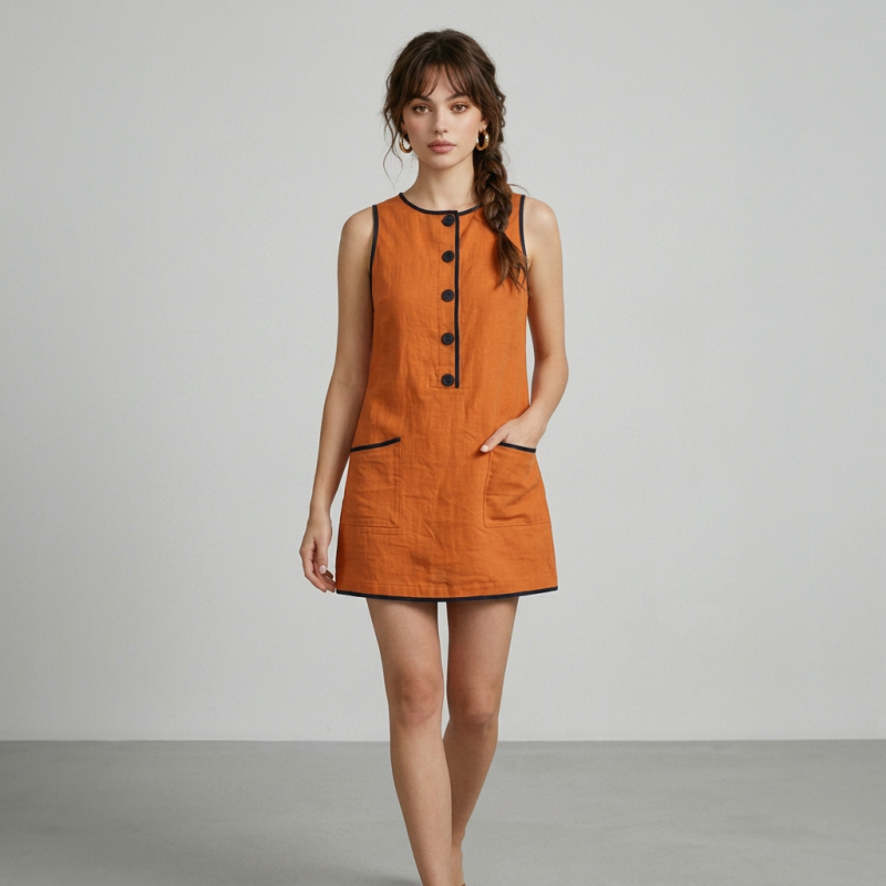 Vestido retro con bloques de color