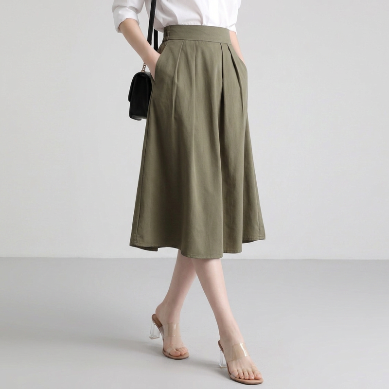Falda midi elegante con cintura elástica