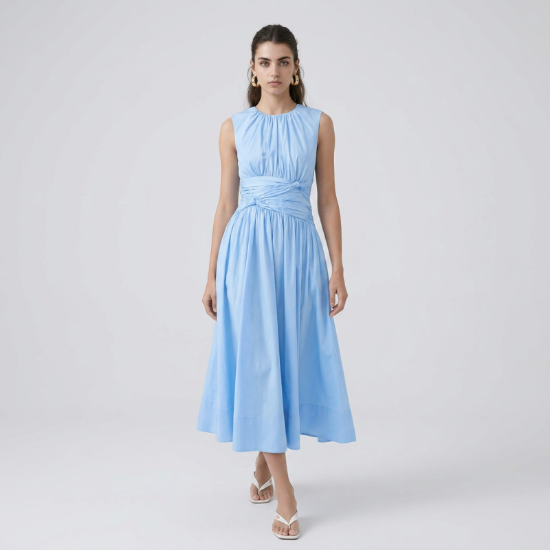 Vestido sin mangas con cintura ajustada