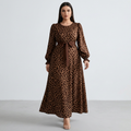 vestido de patchwork con estampado de leopardo