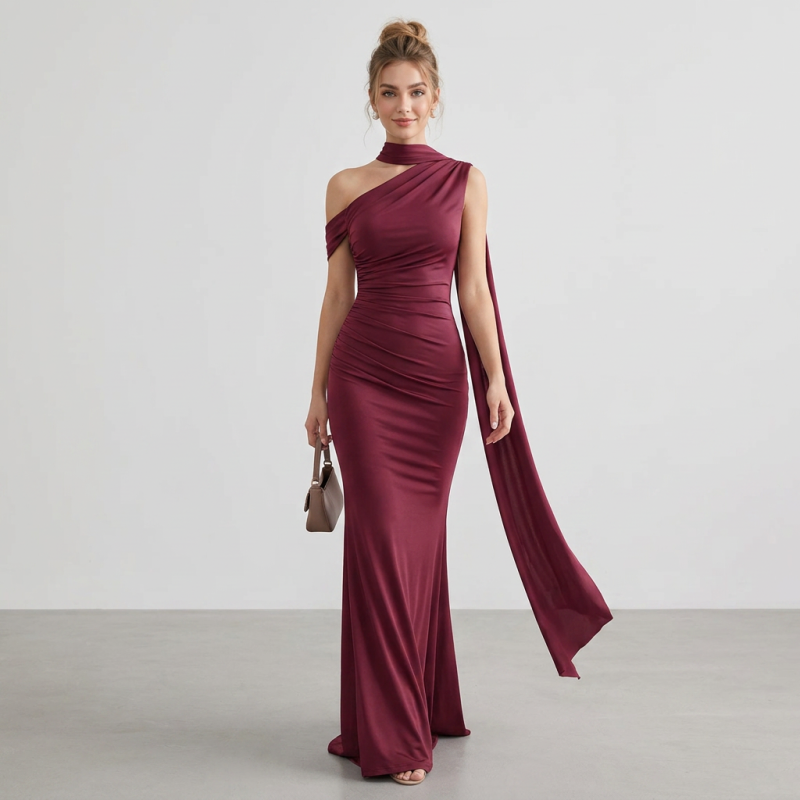 Vestido de cola de pez con cinta a la moda