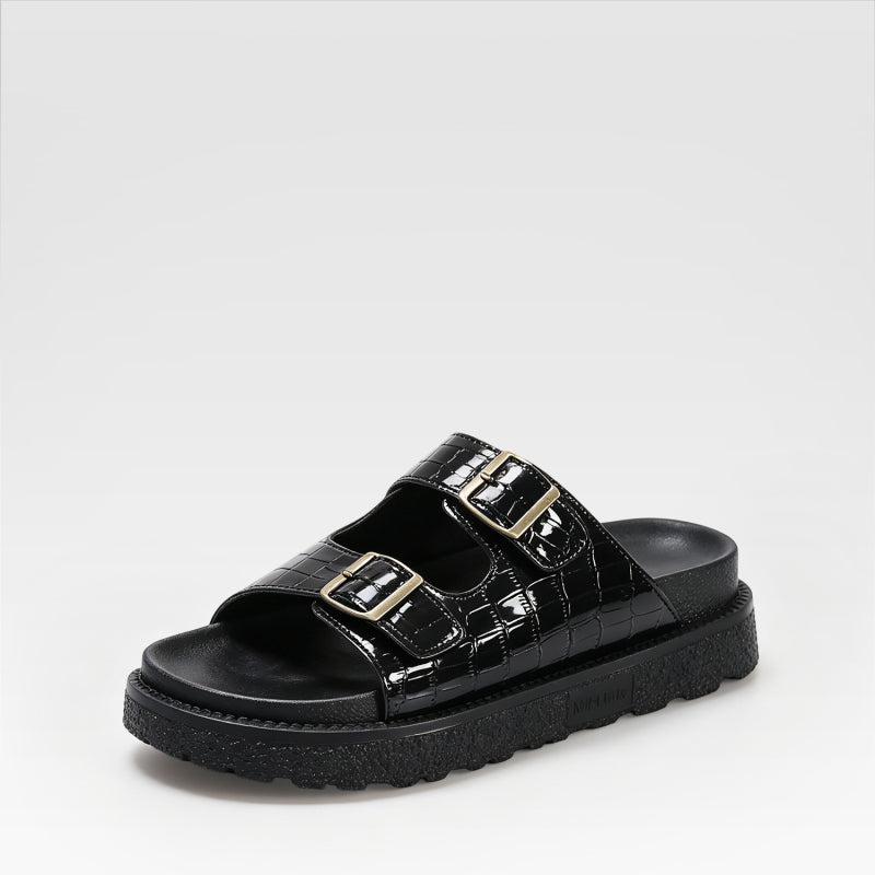 Trendy crocodile-print slippers