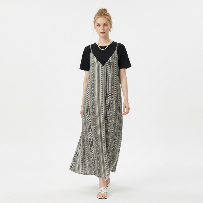 Vestido de dos piezas de imitación de retazos