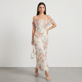 Vestido largo floral con hombros descubiertos