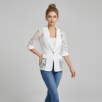 Chaqueta de traje con ribete de encaje