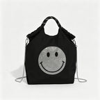 Bolso de hombro con carita sonriente y diamantes de imitación