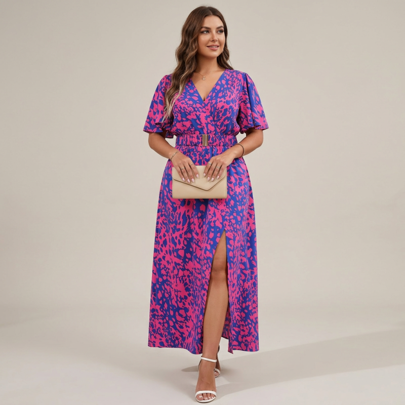 Vestido estampado que ciñe la cintura