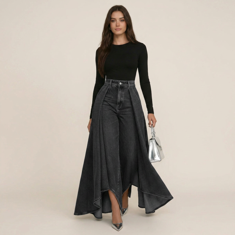 Vaqueros de pierna ancha a la moda