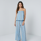 Conjunto de top sin tirantes con rayas verticales
