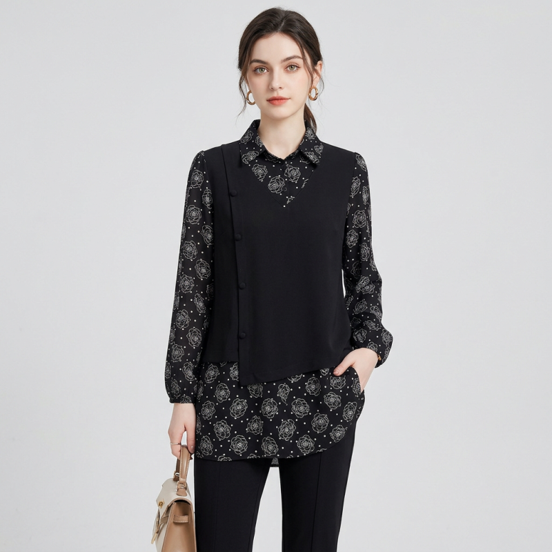 Camisa informal con estampado de retazos