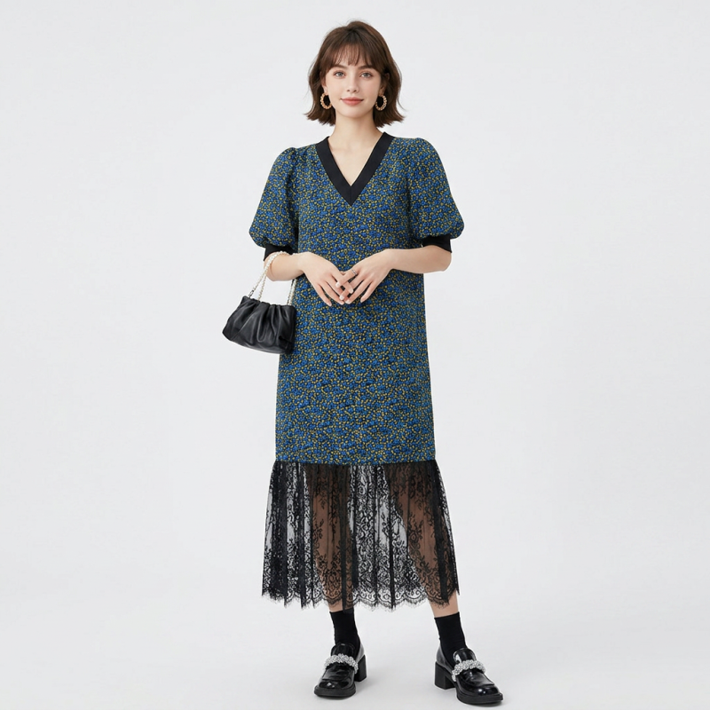 vestido de retazos de encaje
