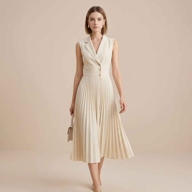 Elegante vestido con cuello de traje