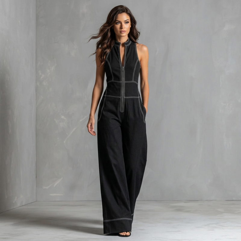 Elegante mono de pierna ancha