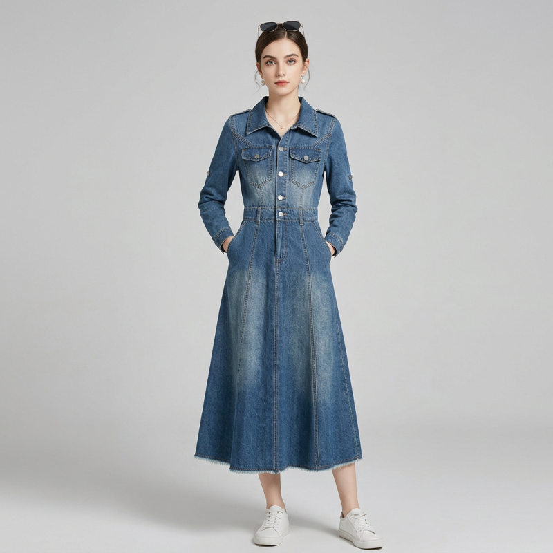 Vestido vaquero de manga larga