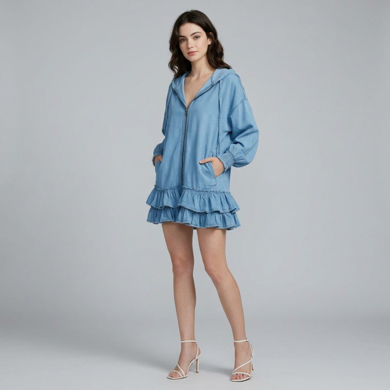 vestido con volantes y capucha