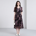 vestido estampado con escote en V