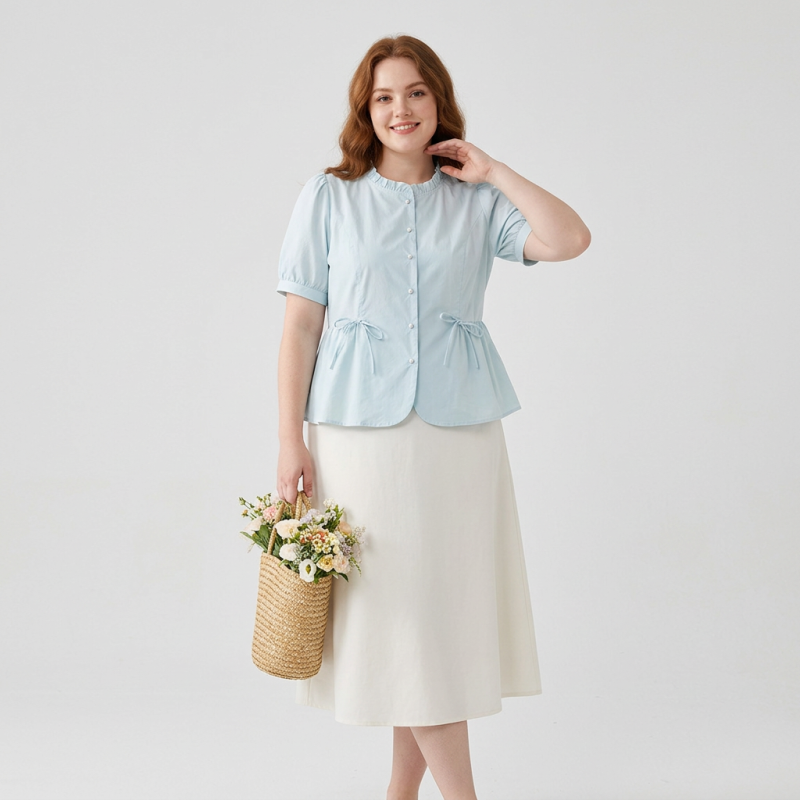 Elegante camisa de manga abullonada