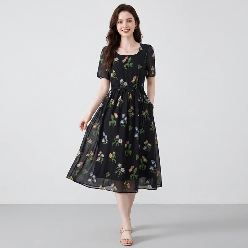 vestido floral de gasa