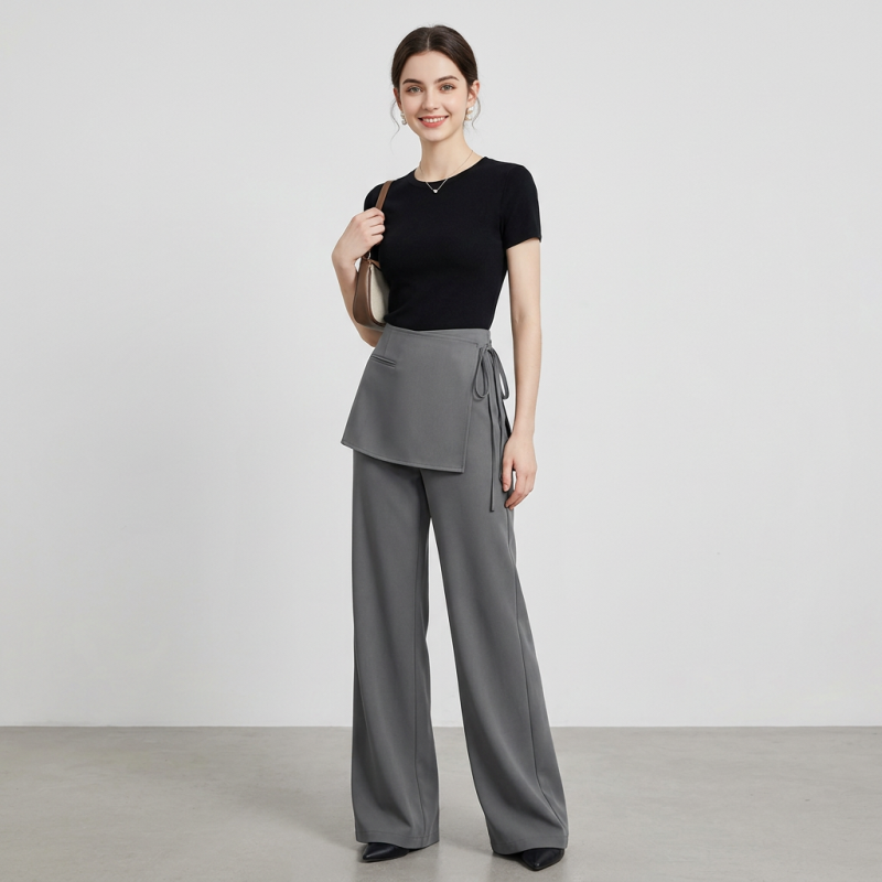 Pantalones de traje elegantes con solapa trasera