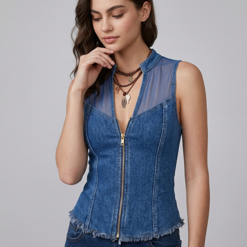 Chaleco elegante con cuello alto