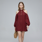 Vestido camisero con hombros descubiertos