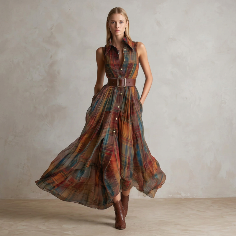 vestido ajustado a cuadros